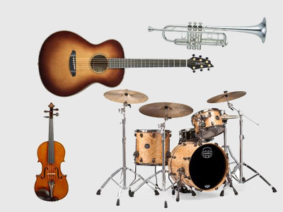 Drums, Guitars and Orchestra Instruments